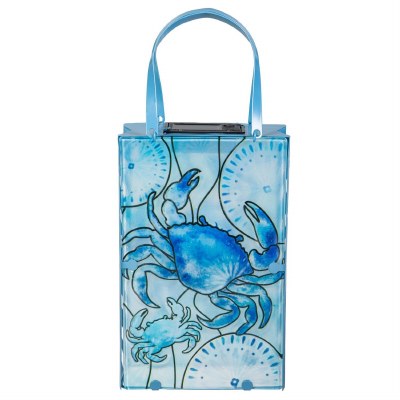 13.75" LED Solar Blue Crab Lantern