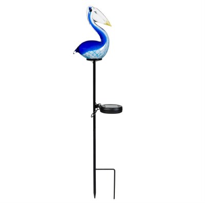 24" LED Solar Blue Pelican Garden Stake
