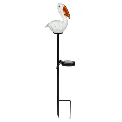24" LED Solar White Pelican Garden Stake