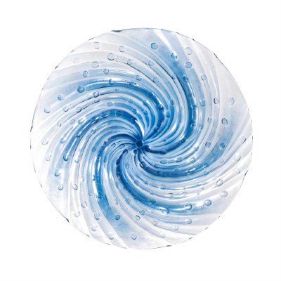 18" Round Blue Swirl Glass Bowl