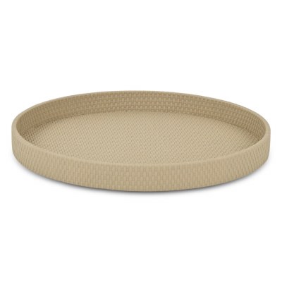 14.5" Round Taupe Textured Tray
