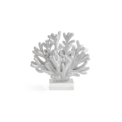 9" White Faux Coral on Clear Base