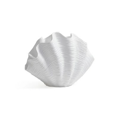 11.75" White Clam Polyresin Vase