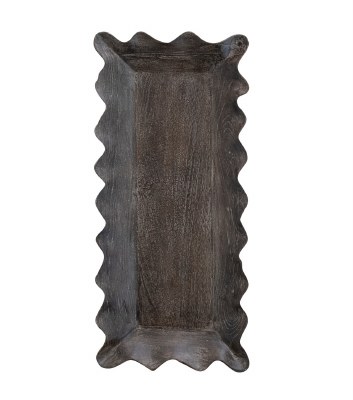 27" x 13" Black Wavy Edge Wood Tray