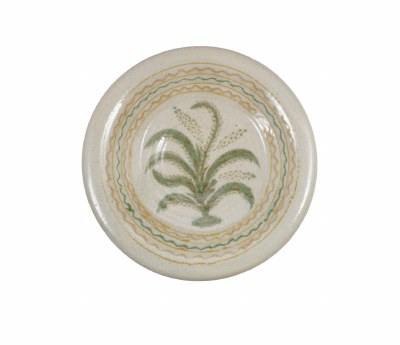 12.75" Round Green Tropical Plant Platter