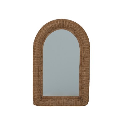 35" x 23" Brown Rattan Arch Wall Mirror