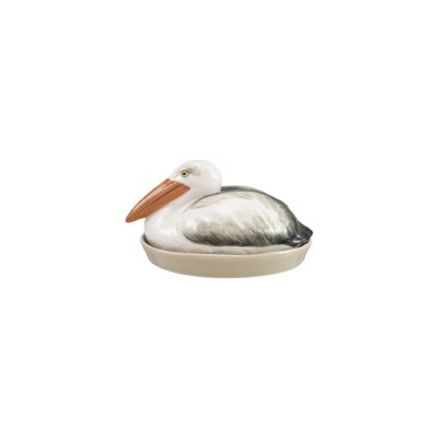 7" White Pelican Butter Dish