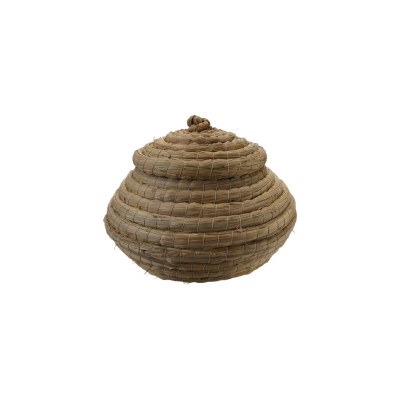 8" Round Natural Woven Jar With Lid