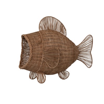 20" Brown Rattan Fish Shaped Basket