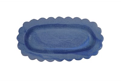 7" x 14" Dark Blue Oval Ceramic Platter