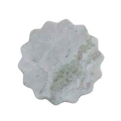 16" Round White and Green Marble Lazy Susan