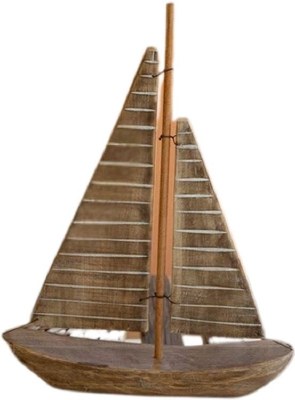 14" Brown Wood Sailboat