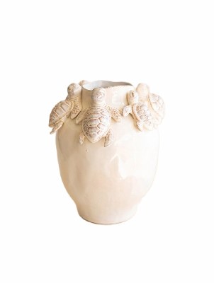 10" White Turtle Rim Vase