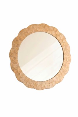 31" Round Gold Capiz Scallop Edge Wall Mirror