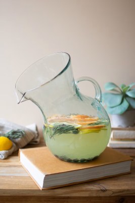One Gallon Green Tilt Glass Pitcher