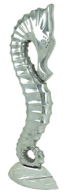 30" Silver Metal Seahorse Statue
