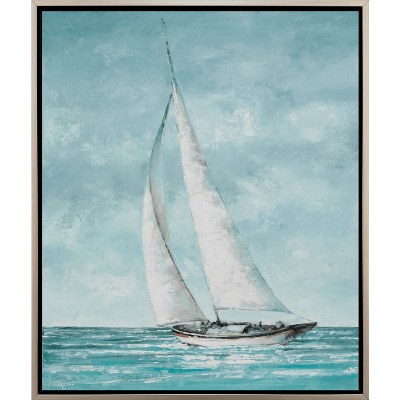 36" x 30" Sailing Away Framed Coastal Canvas