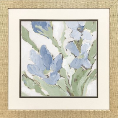 18" Sq Light Blue Flowers Framed Print