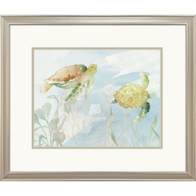 18" x 21" One Yellow and One Brown Turtle Framed Coastal Print