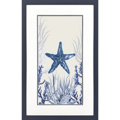 32" x 20" Blue Starfish Framed Coastal Print