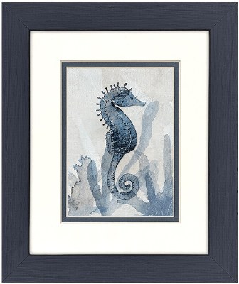 12" x 10" Under Tail Blue Seahorse Framed Coastal Print