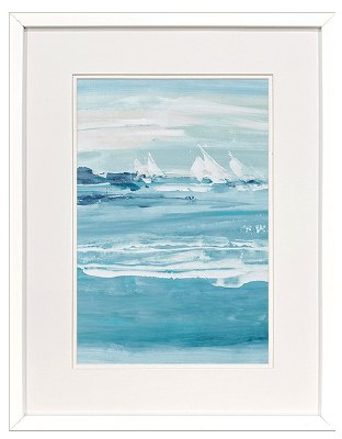 25" x 19" Far Sailboats Framed Coastal Print