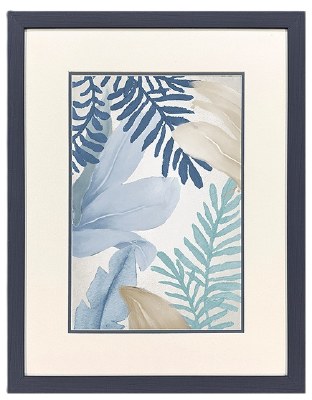 26" x 20" Green and Blue Fronds Framed Print