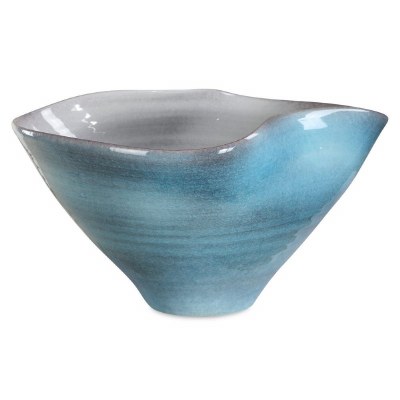 17" Blue Wavy Ceramic Bowl
