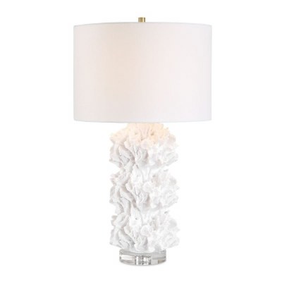 26" White Coral Column Resin Table Lamp