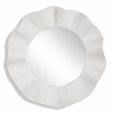 40" Round White Wavy Wall Mirror