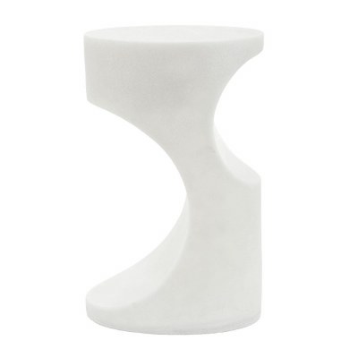 14" White Resin and Stone End Table