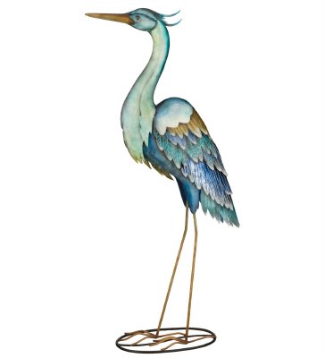 34" Blue Capiz Heron Sculpture