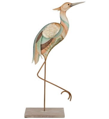 18" Multi Pastels Capiz Heron on Wood Base