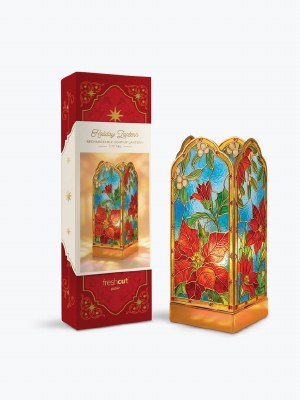 7" LED Poinsettia Lantern