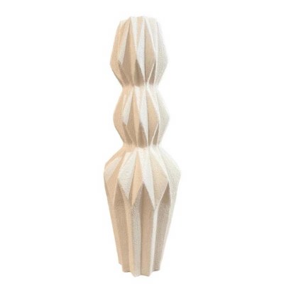 43" Beige Geometric Textured Ceramic Vase