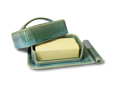 Green Butterie Porcelain Mess-Free Butter Dish With Spreader