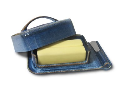 Navy Butterie Porcelain Mess-Free Butter Dish With Spreader