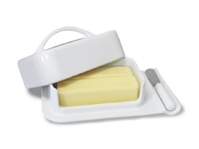 White Butterie Porcelain Mess-Free Butter Dish With Spreader