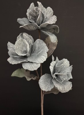 35" Faux Frost Teal Triple Foam Flower Stem