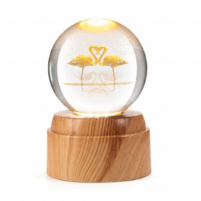 5" LED Clear Flamingos Orb With Base