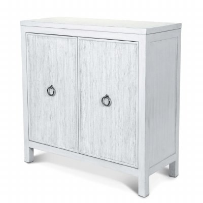 36" Antiqued White Two Woven Doors Bunch Credenza