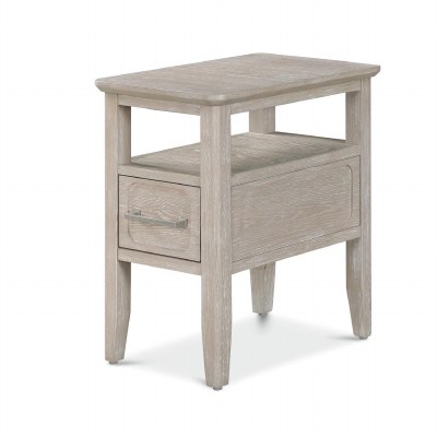 14" Whitewashed One Drawer and One Shelf End Table