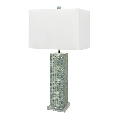29" Aqua Mother of Pearl Mosaic Column Table Lamp