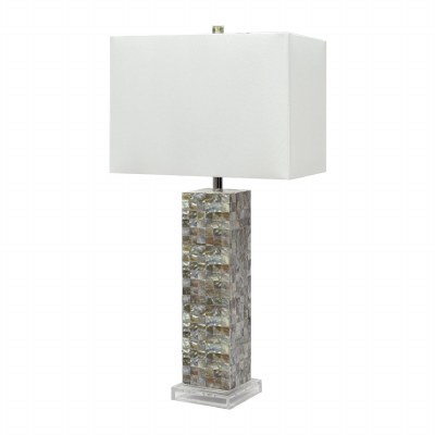 29" Natural Mother of Pearl Mosaic Column Table Lamp