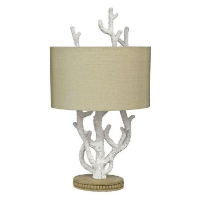 28" White Faux Coral Plyresin Table Lamp