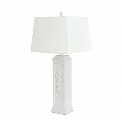 32" White Seahorse Shutter Polyresin Table Lamp