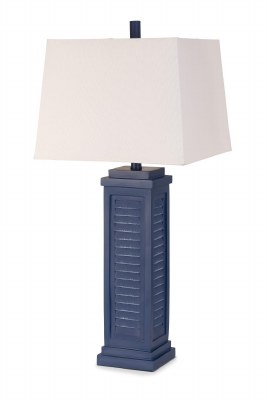 32" Navy Shutter Polyresin Table Lamp