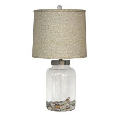27" Clear Glass Fillable Table Lamp With Shells
