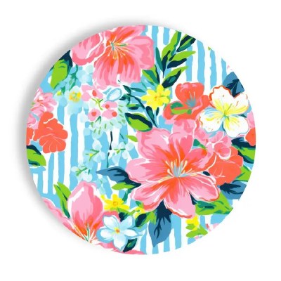 Pack of 24 7" Round Preppy Hibiscus Paper Plates