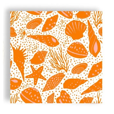 5" Sq Orange Shells Beverage Napkins